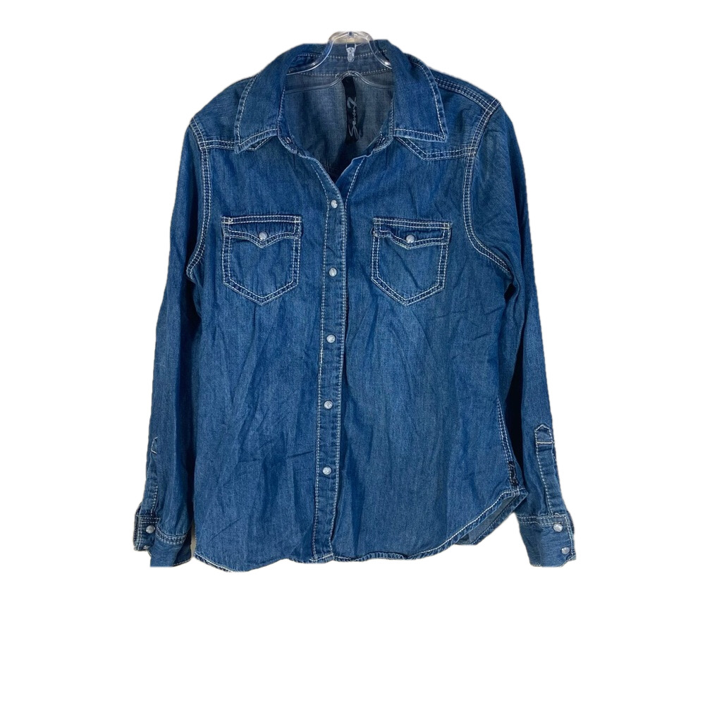 Seven7 Blue Denim Button Down Shirt